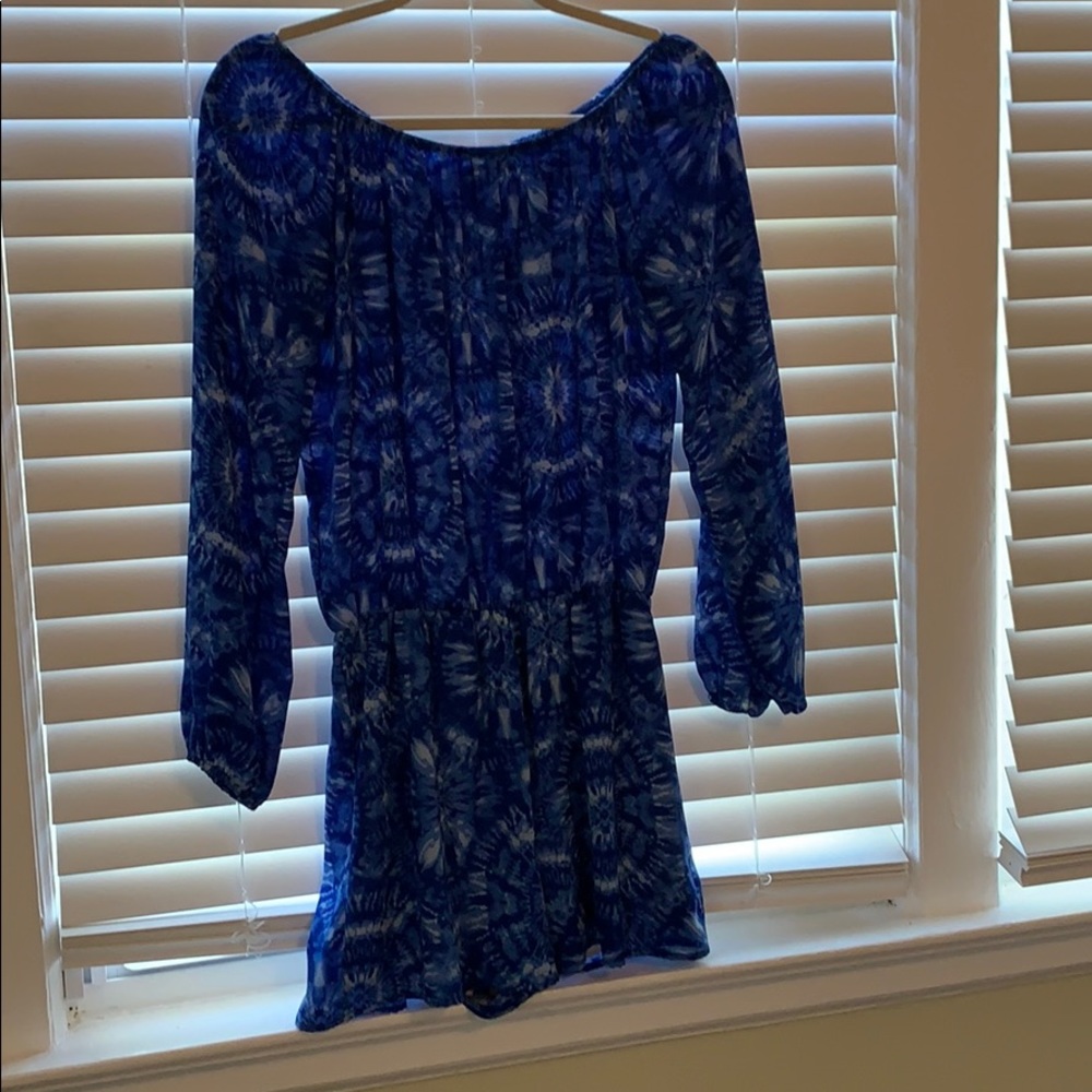 Boutique Romper Blue Tie-dye print medium